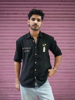 Oje' - Black Munich Embroidered Shirt