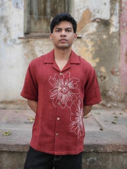 Oje' - Rust Nainital Embroidered Shirt