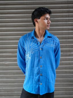 Oje' - Blue Rishikesh Embroidered Shirt