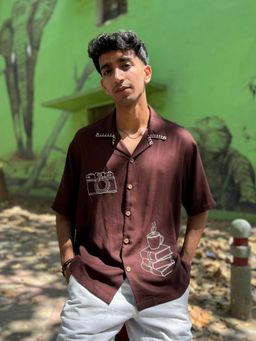 Oje' - Brown Vienna Embroidered Shirt