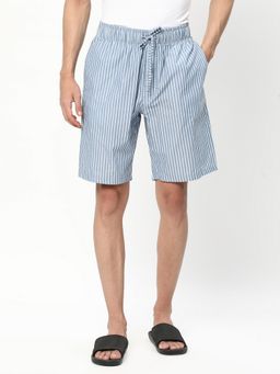 R&B - Men's Blue Stripes Regular Shorts