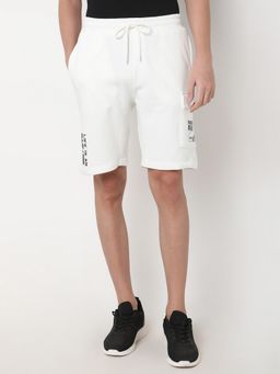 R&B - Men's Off White Printed Relaxed Shorts