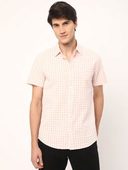 R&B - Pink Checks Regular Men Shirt