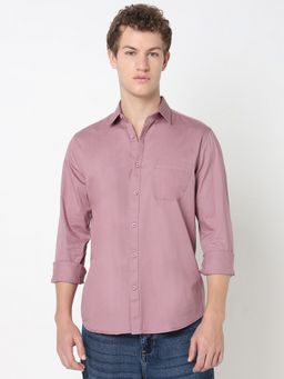 R&B - Mauve Solid Regular Men Shirt