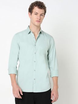 R&B - Green Solid Regular Men Shirt