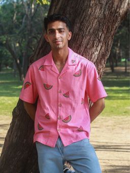 Oje' - Pink Andaman Embroidered Shirt