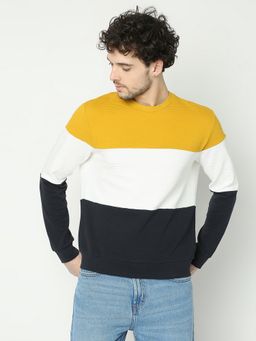 R&B - Yellow Colorblock Regular Sweatshirt