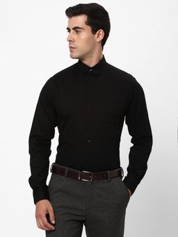 R&B - Black Solid Regular Men Shirt