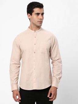 R&B - Beige Solid Regular Men Shirt