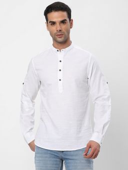 R&B - White Solid Regular Men Shirt