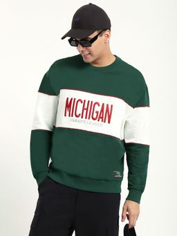 R&B - Green Colorblock Relaxed Sweatshirt