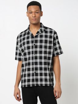 R&B - Black Checks Relaxed Men Shirt