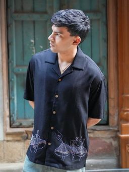 Oje' - Black Konark Embroidered Shirt