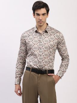 Global Republic - Cream Cotton Blend Abstract Print Shirt