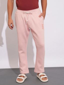 Being Human - Men Pink Cotton Blend Solid Tapered Track Pant