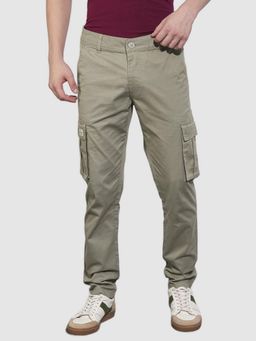 Being Human - Men Grey Denim Solid Tapered Cargo Pant