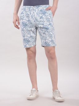 CRIMSOUNE CLUB - Men's Cotton Blue Botanical Print Shorts