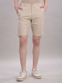 CRIMSOUNE CLUB - Men's Beige Vertical Striped Shorts