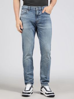 Calvin Klein - Mid-Wash Slim Fit Mid Rise Men's Blue Jeans