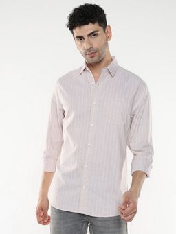 R&B - Beige Stripes Loose Men Shirt