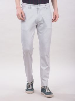 CRIMSOUNE CLUB - Men Grey Polyester Blend Self Design Slim Trouser