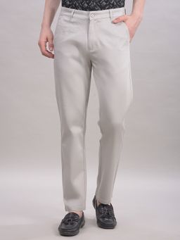 CRIMSOUNE CLUB - Men Green Cotton Solid Straight Trouser