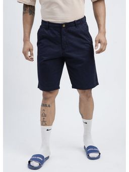 PRONK - Navy Blue Men's Solid Twill Shorts