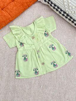 Bhaakur - Infants and Toddlers Cat Printed Organic Cotton Frock