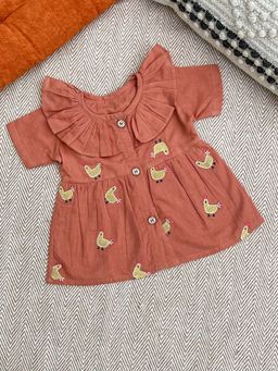 Bhaakur - Infants and Toddlers Embroidered Organic Cotton Frock