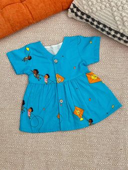 Bhaakur - Infants and Toddlers Kite Print Organic Cotton Frock