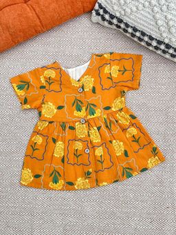 Bhaakur - Infants and Toddlers Marigold Orange Organic Cotton Frock