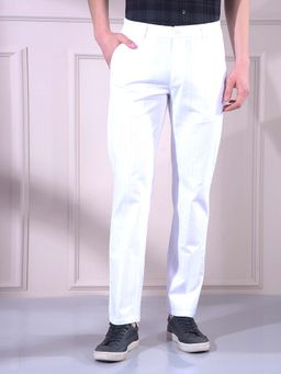 CRIMSOUNE CLUB - Men's White Vertical Stripes Trouser