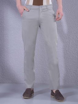 CRIMSOUNE CLUB - Men's Grey Straight Dobby Trouser