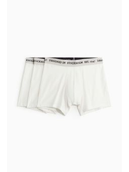 H&M - Men White 3-Pack Mid Trunks With Lycra