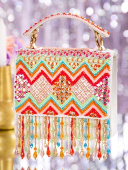 House of Vian - Rangrez Multi-Color Embellished Clutch Bag for Women