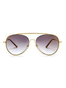 French Connection - Grey Lens Aviator Sunglass Full Rim Gold Frame With Gradient