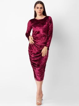 Globus - Maroon Solid Dress