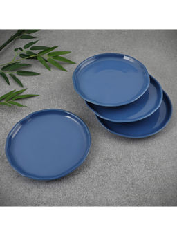HomeTown - Palette Ceramic 8 Inch Small Plate 4 Pcs In Navy Blue Colour