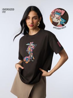 The Souled Store - Official Women Oversized T-shirt: Ukiyo-E Geisha