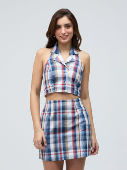 Twenty Dresses by Nykaa Fashion - Gingham Checks Top High Waist Mini Skirt Co Ord (Set of 2)