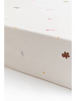 H&M - Off White Patterned Cotton Fitted Sheet