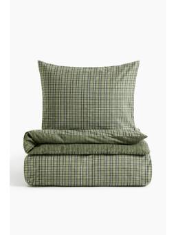 H&M - Green Flannel Single Duvet Cover Set