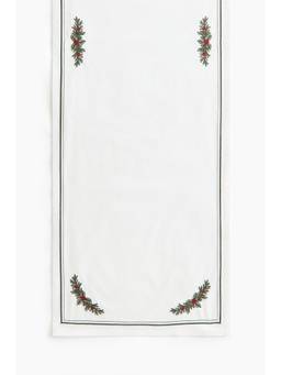H&M - White Embroidered Sateen Table Runner