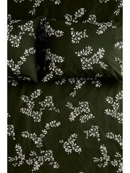 H&M - Green Patterned Queen Bed Sheet Set