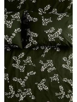 H&M - Green Patterned King Bed Sheet Set