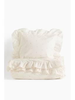 H&M - White Flounced Duvet Cover Set