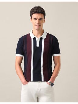 U.S. POLO ASSN. - Vertical Striped Slim Fit Polo T-shirt-Navy Blue