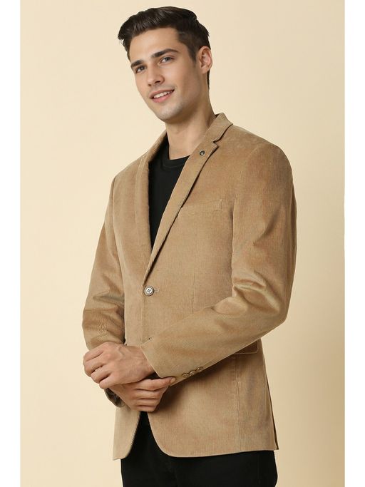 Allen Solly Men Brown Slim Fit Textured Casual Blazer