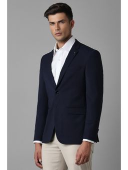 Louis Philippe - Men Navy Slim Fit Solid Formal Blazer