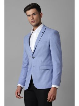 Louis Philippe - Men Blue Slim Fit Textured Formal Blazer